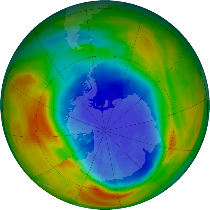 Antarctic ozone map for 25 September 1986